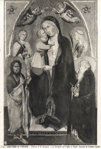 Brogi — Contorni di Firenze - Chiesa di S. Ansano - La Vergine col Figlio e Santi; Scuola di Taddeo Gaddi — insieme